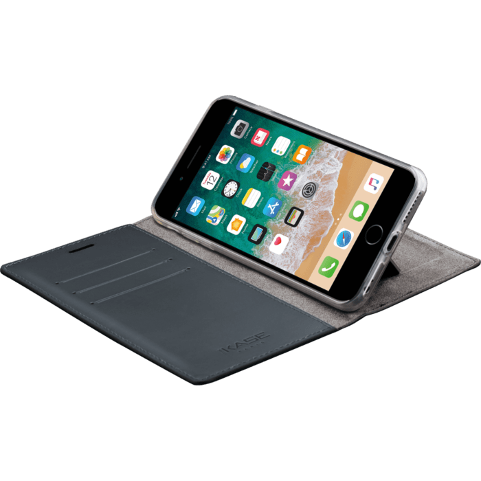 Diarycase Coque clapet en cuir v&eacute;ritable avec support aimant&eacute; pour Apple iPhone 6 Plus/6s Plus, Noir L&eacute;zard