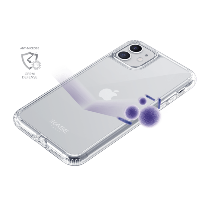 Coque antibactérienne antichoc hybride invisible pour iPhone 11, Transparente