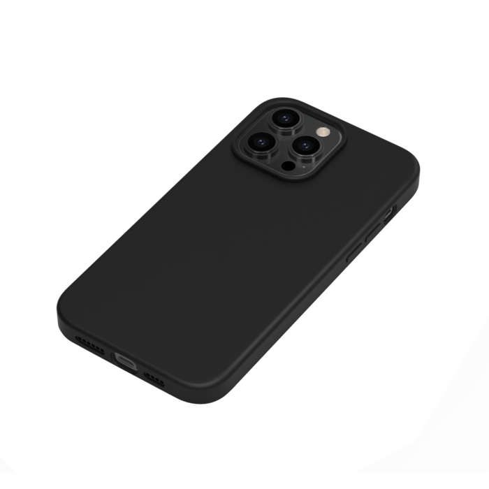 Coque antichoc en gel de silicone doux pour Apple iPhone 14 Pro Max, Noir satin