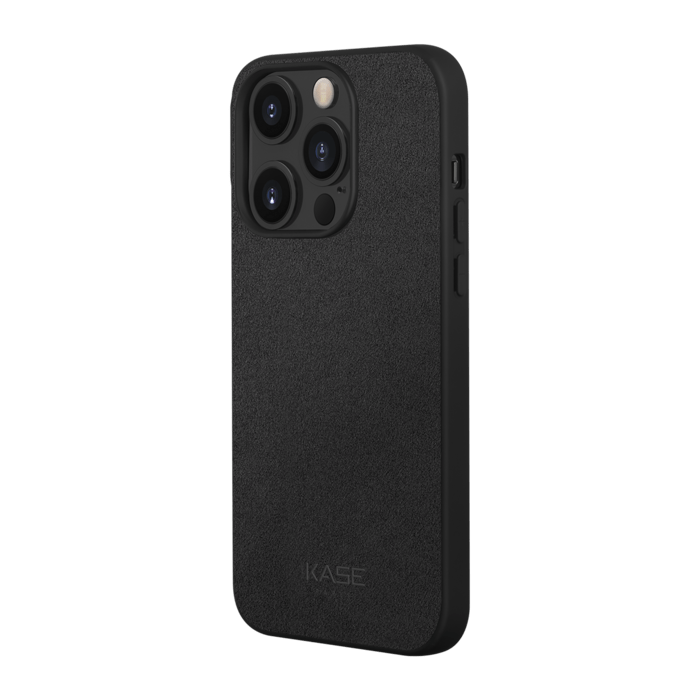 Coque en Suède Alcantara pour Apple iPhone 14 Pro, Minuit Noir