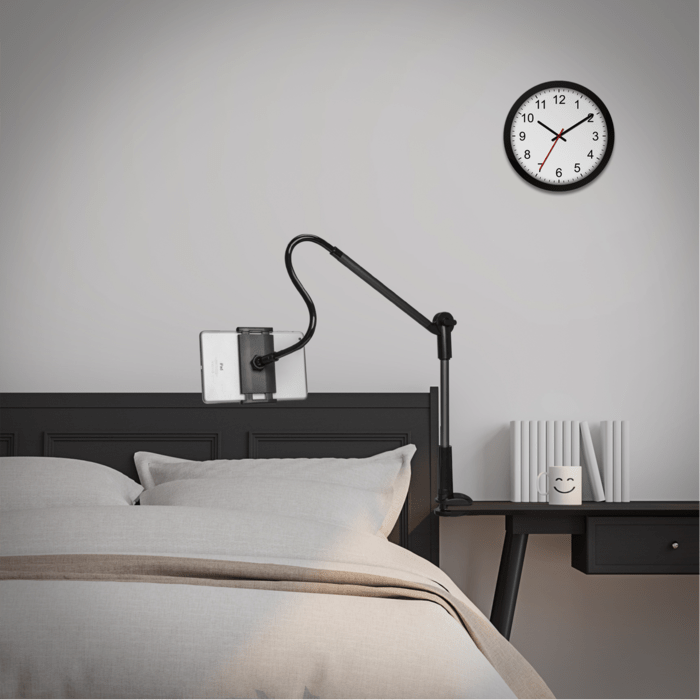 Support col de cygne pour tablette et smartphone (1,2 m), gris m&eacute;tallique