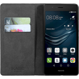 (P) Coque clapet avec pochettes CB & stand pour Huawei P9 lite, Noir