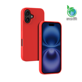 Coque antichoc en gel de silicone doux pour 55% de plastique recyclé Apple iPhone 16, Rouge Ardent