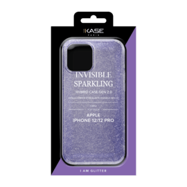 Coque hybride &eacute;tincelante invisible pour iPhone Apple 12/12 Pro, Violet