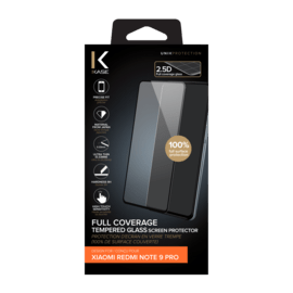 Protection d'&eacute;cran en verre tremp&eacute; (100% de surface couverte) pour Xiaomi Redmi Note 9 Pro, Noir