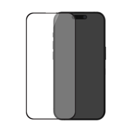 Protection d’écran antibactérienne en verre trempé ultra-résistant à bords incurvés (60% verre trempé recyclé) pour Apple iPhone 16 Pro, Noir