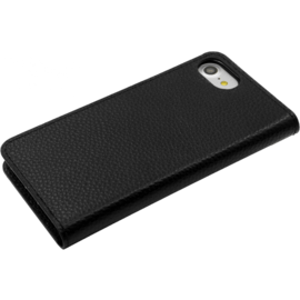 Étui portefeuille en cuir véritable pour Apple iPhone 7/8, cuir de Veau Shrunken Noir