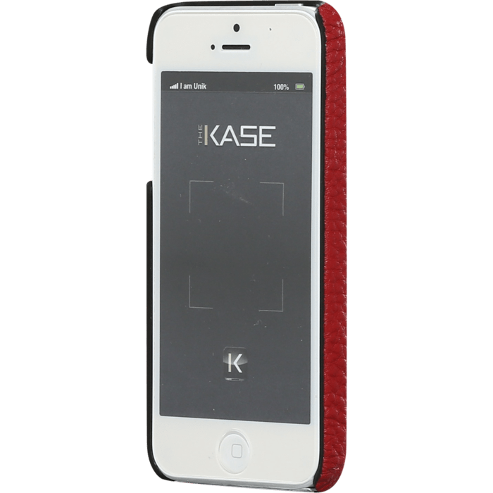 Coque pour Apple iPhone 5/5s/SE, cuir v&eacute;ritable Veau Grain&eacute; et Autruche, Rouge