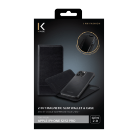 &Eacute;tui et Coque slim magn&eacute;tique 2-en-1 GEN 2.0 pour Apple iPhone 12/12 Pro, Noir