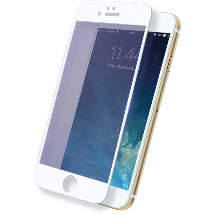 Protection d'&eacute;cran en&nbsp;verre&nbsp;tremp&eacute; avec Anti-lumi&egrave;re bleue (100% de surface couverte) pour iPhone 7 Plus, Blanc