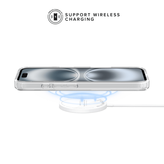 Coque hybride invisible fabriqu&eacute;e &agrave; 83 % de plastique recycl&eacute; pour Apple iPhone 16, transparente