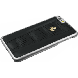 Ferrari Perforated Coque cuir veritable pour Apple iPhone 6 Plus/6s Plus, Noir, Cheval dor&eacute;