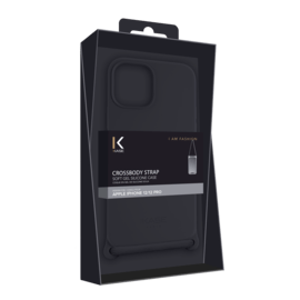 Coque en gel de silicone doux en bandouli&egrave;re pour Apple iPhone 12/12 Pro, Noir satin