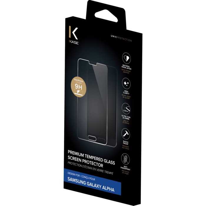 Protection d'&eacute;cran premium en verre tremp&eacute; pour Samsung Galaxy Alpha, Transparent