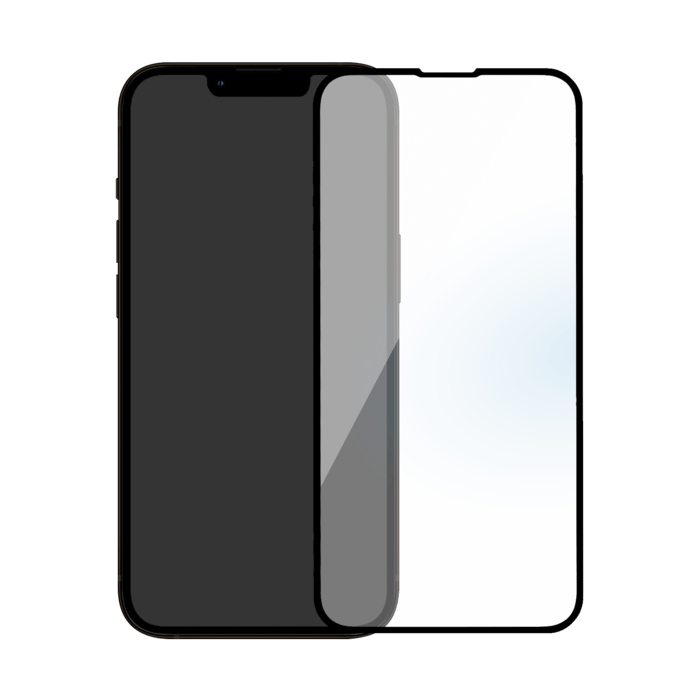 Protection d&rsquo;&eacute;cran antibact&eacute;rienne en verre tremp&eacute; ultra-r&eacute;sistant (100% de surface couverte) pour Apple iPhone 13/ 13Pro/ 14, Noir