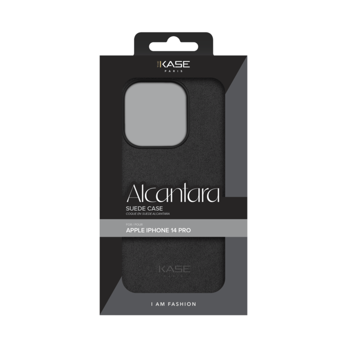 Coque en Su&egrave;de Alcantara pour Apple iPhone 14 Pro, Minuit Noir