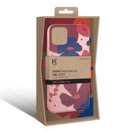 Coque antibact&eacute;rienne vegan bio 100 % z&eacute;ro d&eacute;chet pour Apple iPhone 11 Pro, Rose p&eacute;tunia