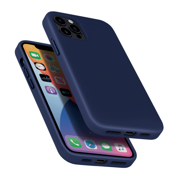 Coque antichoc en gel de silicone doux pour Apple 12 Pro Max, Bleu Oxford