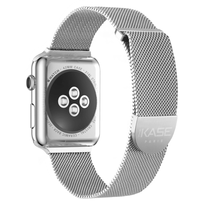 Bracelet mesh en acier inoxydable pour Apple Watch&reg; Series 1/2/3/4 42/44mm, Argent