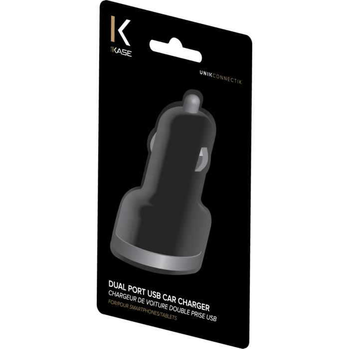 Chargeur de voiture double prise USB, Noir