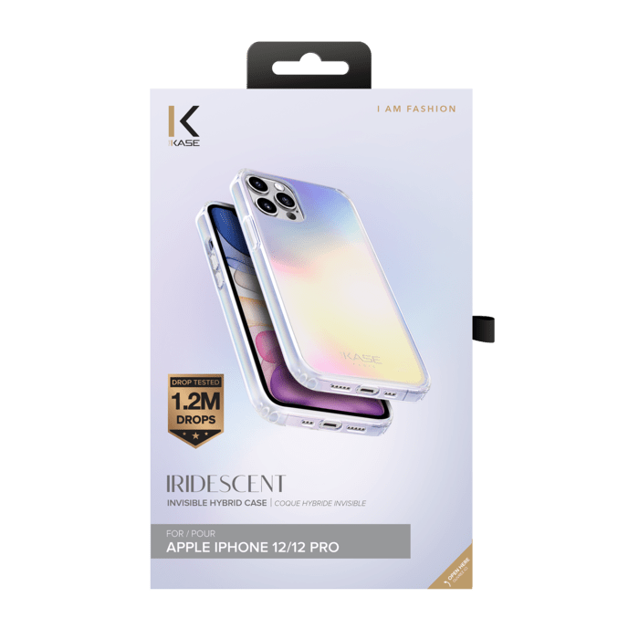 (O) Coque hybride invisible iridescente pour Apple iPhone 12/12Pro, Iridescente
