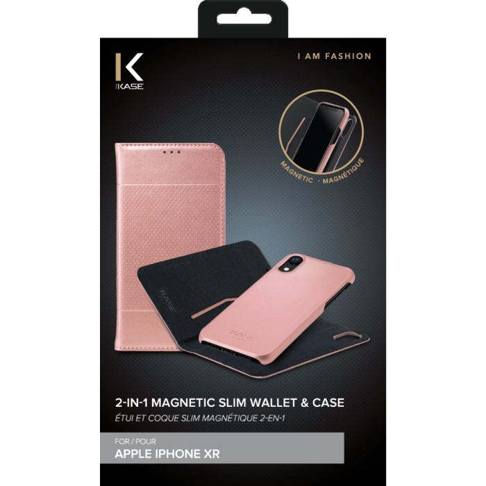 &Eacute;tui et Coque slim magn&eacute;tique 2-en-1 GEN 2.0 pour Apple iPhone XR, Or gold