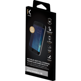 Protection d'écran en verre trempé avec anti-lumière bleue (100% de surface couverte) pour iPhone 6/6s, Noir