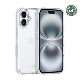Coque hybride invisible fabriqu&eacute;e &agrave; 83 % de plastique recycl&eacute; pour Apple iPhone 16, transparente