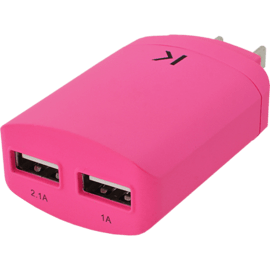 Chargeur Universel Double USB (US) 3.1A, Rose Bonbon