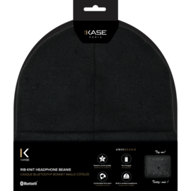 Casque Bluetooth Bonnet maille c&ocirc;tel&eacute;e, Noir
