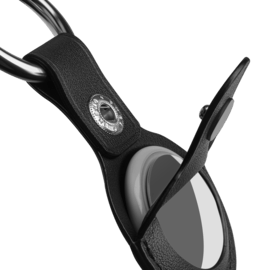 Porte-clés artisanal en cuir véritable pour Apple AirTag, Noir minuit
