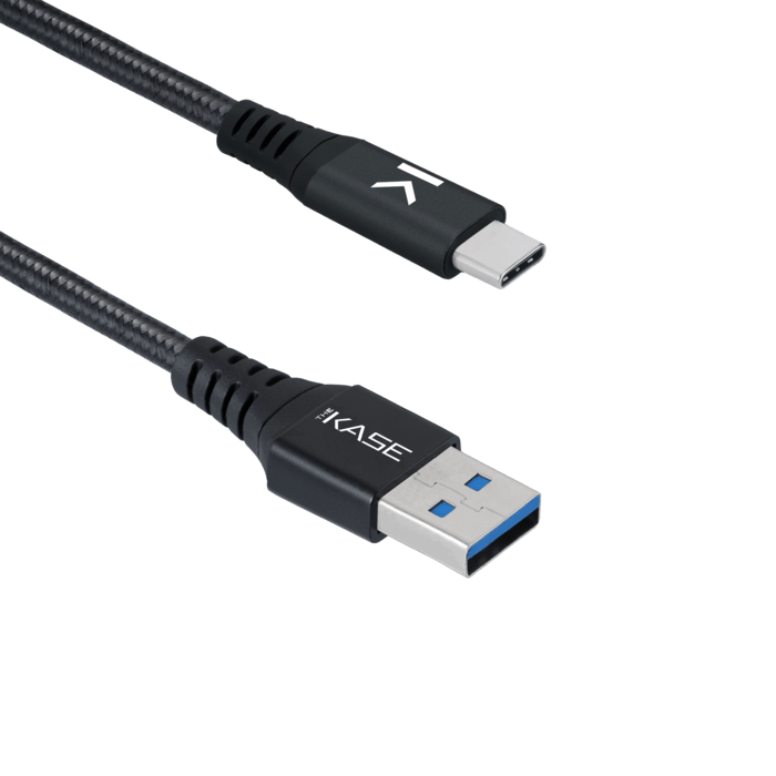 C&acirc;ble USB 3.1 Gen 2 charge rapide USB-C vers USB-A m&eacute;tallis&eacute; tress&eacute; Charge/sync (1M), Noir