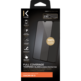 Protection d'&eacute;cran premium en verre tremp&eacute; pour Xiaomi Mi 9, Noir