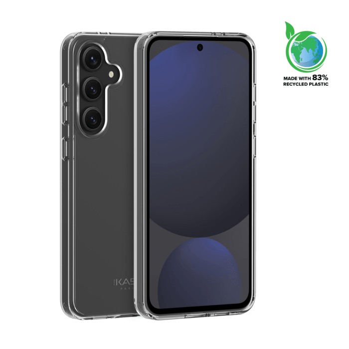 Coque hybride invisible fabriqu&eacute;e &agrave; 83 % de plastique recycl&eacute; pour Samsung Galaxy S24 FE 5G, Transparente