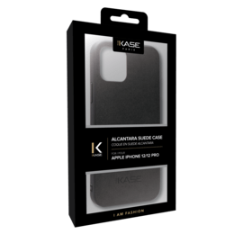 Coque en Su&egrave;de Alcantara pour Apple iPhone 12/12 Pro, Noir Minuit