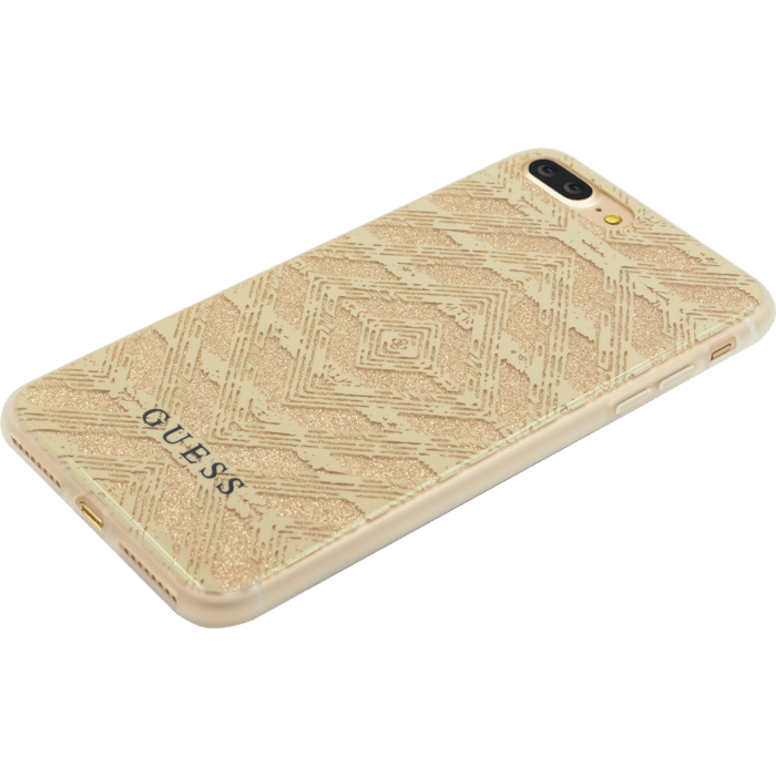 Guess Coque AZTEC 3D Effect pour Apple iPhone 7 Plus/ 8 Plus, &Eacute;tincelante Dor&eacute;e