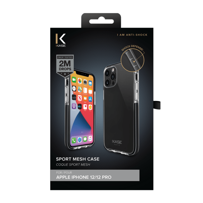 Coque Sport mesh pour Apple iPhone 12/12 Pro, Noir de jais