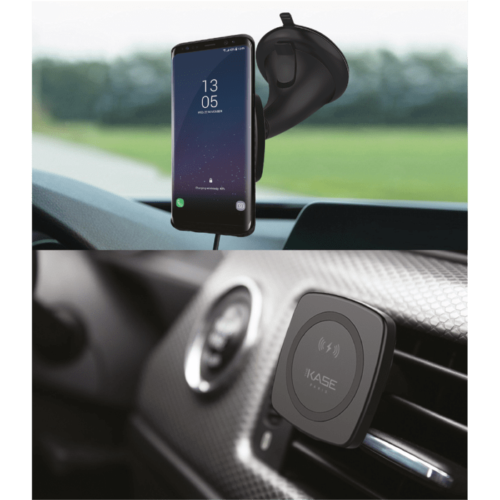 Kit de recharge sans fil Qi rapide universel et magnétique pour voiture (Charge rapide-10W), Noir