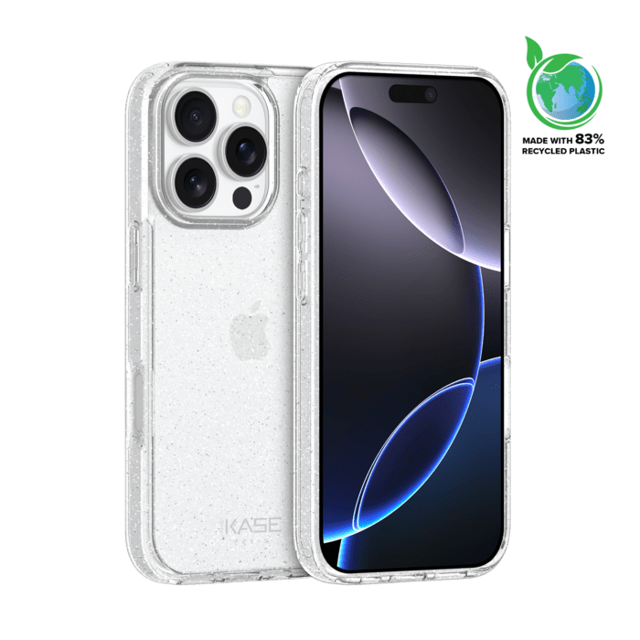 Coque hybride &eacute;tincelante invisible GEN 2.0 83% de plastique recycl&eacute; pour Apple iPhone 16 Pro, Transparente