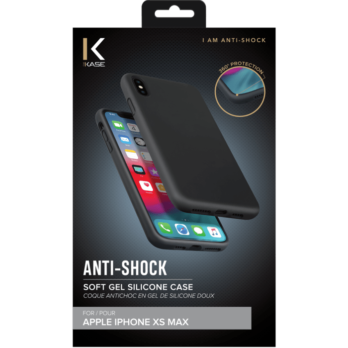 Custodia in silicone gel anti-shock per Apple iPhone XS Max, nero satinato