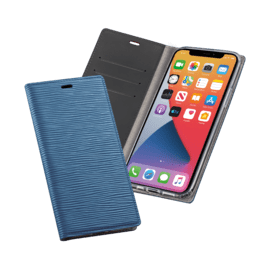 Diarycase 2.0 Coque clapet en cuir v&eacute;ritable avec support aimant&eacute; pour Apple iPhone 12/12 Pro, Bleu &Eacute;g&eacute;e