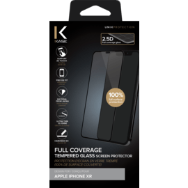 Case Full Coverage Tempered Glass Screen Protector for Apple iPhone XR, Black