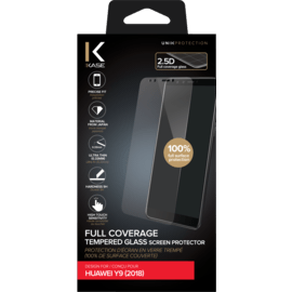 Protection d'&eacute;cran en verre tremp&eacute; (100% de surface couverte) pour Huawei Y9 (2018), Transparent