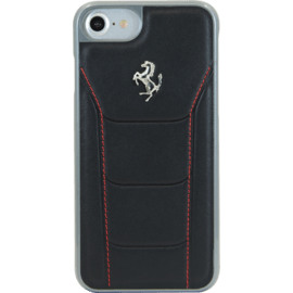 Case Ferrari 488 Genuine Leather case for Apple iPhone 6/6s/7/8, Black/Silver horse