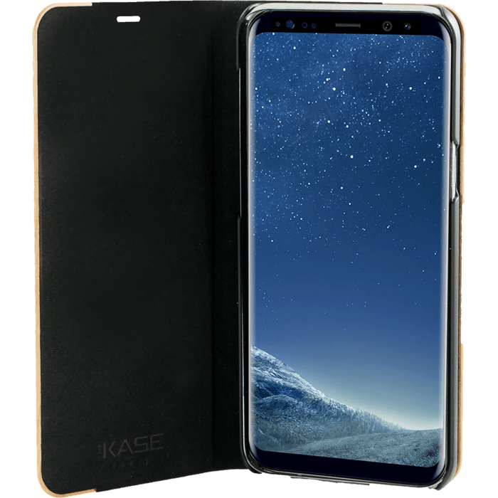 Coque Clapet pour Samsung Galaxy S8+, Marron & Bois De Cerisier Naturel