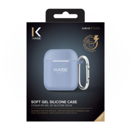 Coque chargement sans fil pour Apple AirPods en gel de silicone doux, Lilas Bleu