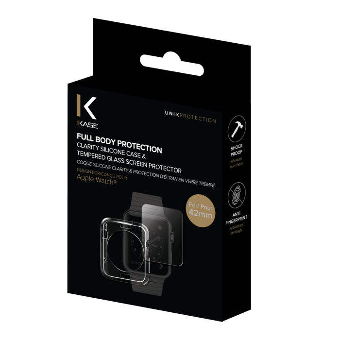 Clarity Coque Silicone & Protection d'&eacute;cran en verre tremp&eacute; pour Apple Watch (42mm)