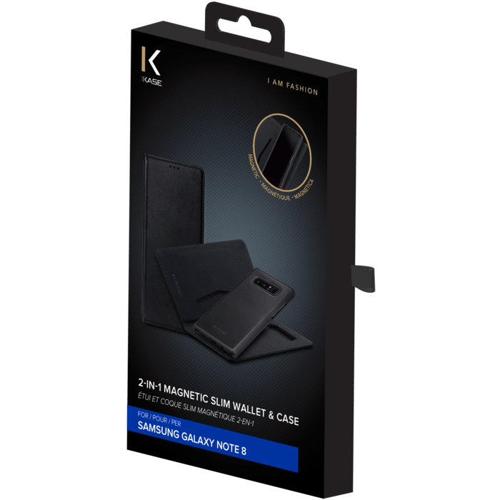 Étui et Coque slim magnétique 2-en-1 pour Samsung Galaxy Note 8, Noir