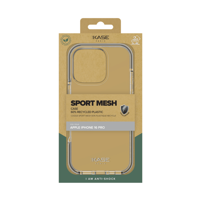 Coque Sport mesh pour 60% de plastique recycl&eacute; Apple iPhone 16 Pro, Noir