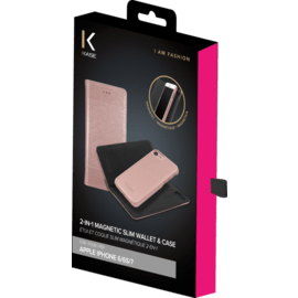&Eacute;tui et Coque slim magn&eacute;tique 2-en-1 pour Apple iPhone 6/6s/7/8/SE 2020, Or Rose